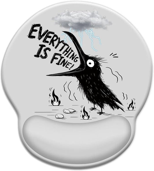 Mouse Pad with Wrist Rest, Funny Crow Ergonomic Mouse Pads Wrist Support for Desk, Goth Gaming Mousepad for Wireless Mouse Laptop Computer Work Home Desk Accessories Office Supplies Desktop Decor