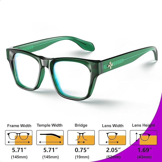VISOONE Square Blue Light Blocking Glasses TR90 Clear Lens for Women Men BONA
