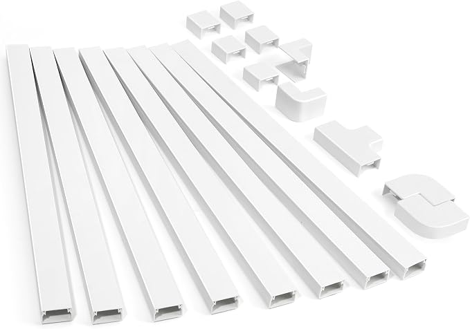 126in Cord Hider Kit, ZhiYo Cord Cover for Wall Mounted TV, Paintable Wire Cover for Cords, TV Cable Hider Wall Kit, Cable Cover Wire Management, White Cords Concealer, 8 x L15.7in W0.95in H0.55in by ZhiYo