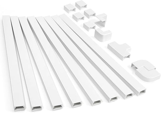 126in Cord Hider Kit, ZhiYo Cord Cover for Wall Mounted TV, Paintable Wire Cover for Cords, TV Cable Hider Wall Kit, Cable Cover Wire Management, White Cords Concealer, 8 x L15.7in W0.95in H0.55in by ZhiYo