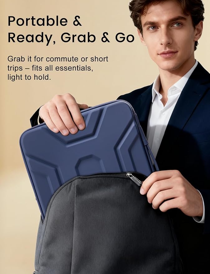 DOMISO 17 inch Laptop Sleeve with Handle, Shockproof and Waterproof EVA Protective Laptop case, Laptop Sleeves for 17.3" HP Dell Asus Laptop, Dark Blue