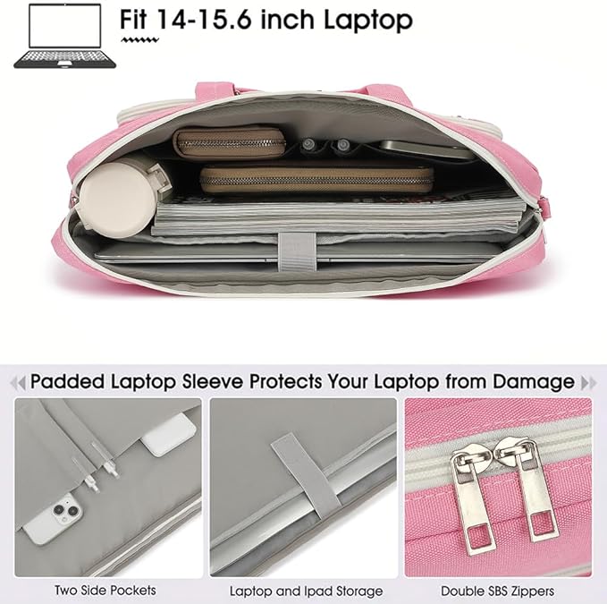 15-15.6 inch Laptop Shoulder Bag, for MacBook Pro 16, Hp Lenovo Dell 14 inch Waterproof Messenger Bag Case Sleeve (pink)