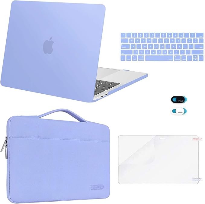 MOSISO Compatible with MacBook Pro 13 inch Case M2 2026, 2025, 2024-2016 A2338 M1 A2251 A2289 A2159 A1989 A1708 A1706, Plastic Hard Case&Bag&Keyboard Skin&Webcam Cover&Screen Protector, Serenity Blue