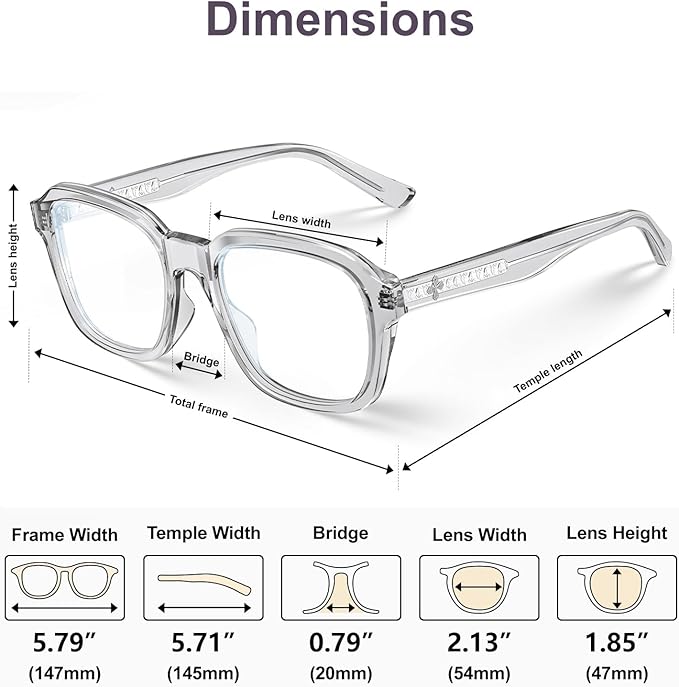 VISOONE Oversized Square Blue Light Blocking Glasses Fashion Computer Eyewear for Women and Men BENNETT