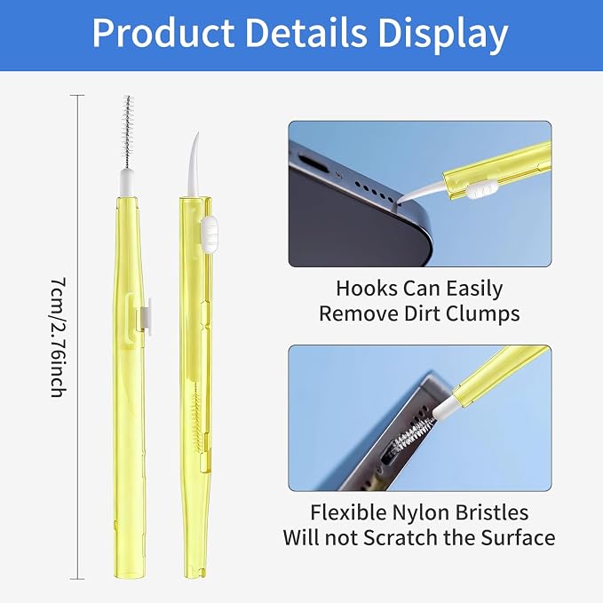 10 Pcs Cell Phone Cleaning Kit,Charging Port Cleaner,Dual Sided Anti Clogging Nylon Brushes,Suitable for Clean Phone Charging Port,Phone Speaker, AirPods,Tablet Camera,Other Electronics - Image 2