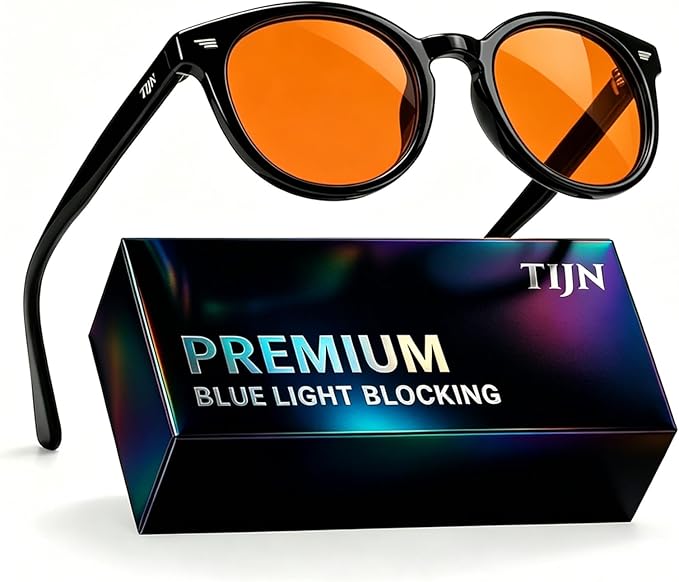TIJN Blue Light Blocking Glasses Men Women Vintage Thick Round Rim Frame Eyeglasses