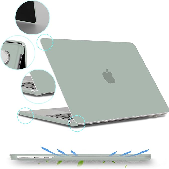 B BELK Compatible with MacBook Air 13.6 inch Case M5 2026 2025 2024 2023 2022 M4 M3 M2 A3449 A3240 A3113 A2681 Liquid Retina Display, Plastic Hard Shell +Keyboard Cover+Screen Protector, Antique Green