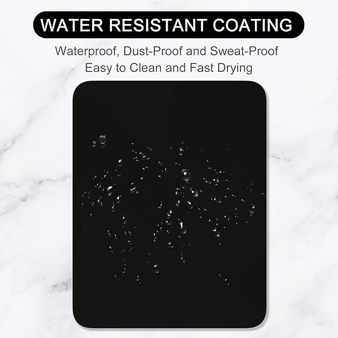 Hsurbtra Mouse Pad, Premium-Textured Square Mousepad 7 x 9 Inch, Thick 3 mm Anti-Slip Waterproof Rubber Pretty Cute Computer Mat for Office Gaming Laptop Women Kids Jet Black