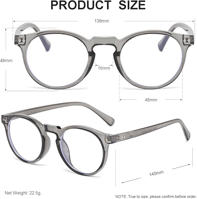 JOVAKIT Round Blue Light Glasses for Women Men Fashion Retro 90s Small Frame Computer Eyeglasses Anti Eyestrain