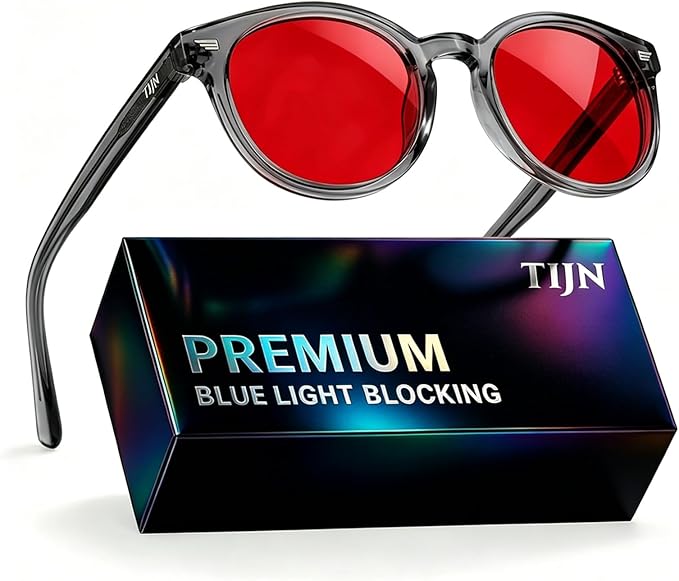 TIJN Blue Light Blocking Glasses Men Women Vintage Thick Round Rim Frame Eyeglasses