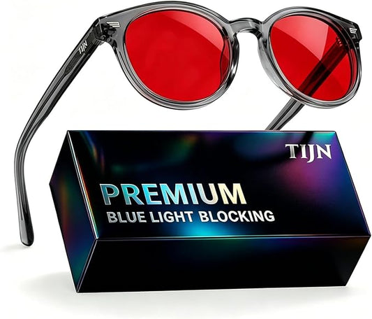TIJN Blue Light Blocking Glasses Men Women Vintage Thick Round Rim Frame Eyeglasses