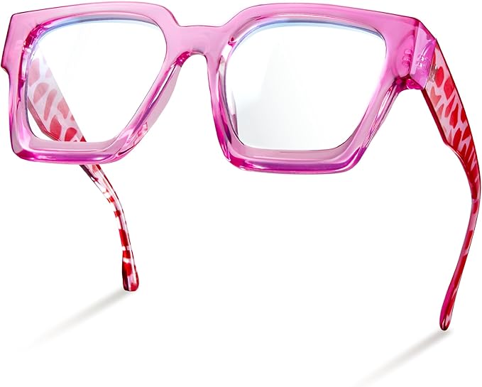 livho Oversized Eyewear Frame for Woman and Men - Rectangle Fashion Glasses for Computer, Chic Preppy Frame