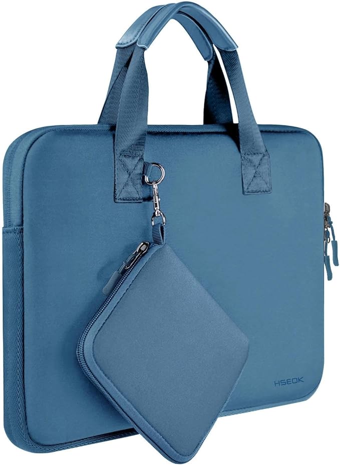 Hseok Laptop Sleeve 13.3-14 inch Case with Small Pouch, Neoprene Computer Bag Compatible with MacBook Neo/Pro 14 M5/M4/M3/M2/M1, Mac Air/Pro 13.3, XPS 14 and Most 13-14 inch Notebooks,Haze Blue