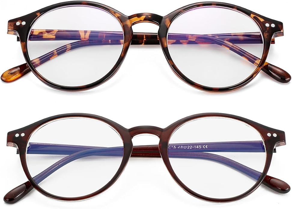 Gleyemor Blue Light Glasses for Men Women, Vintage Round Frame Computer Eyeglasses