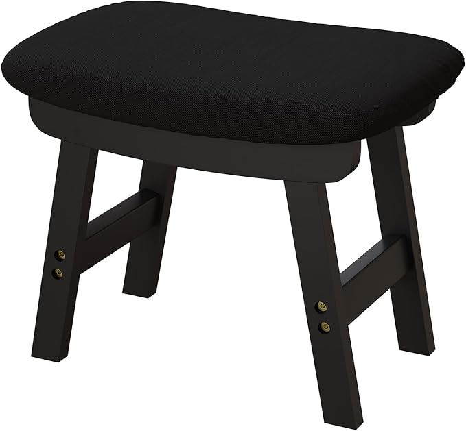 viewcare Small Ottoman Foot Rest, Black Foot Stool- Wooden Foot Stool for Living Room, Bedroom & Kitchen