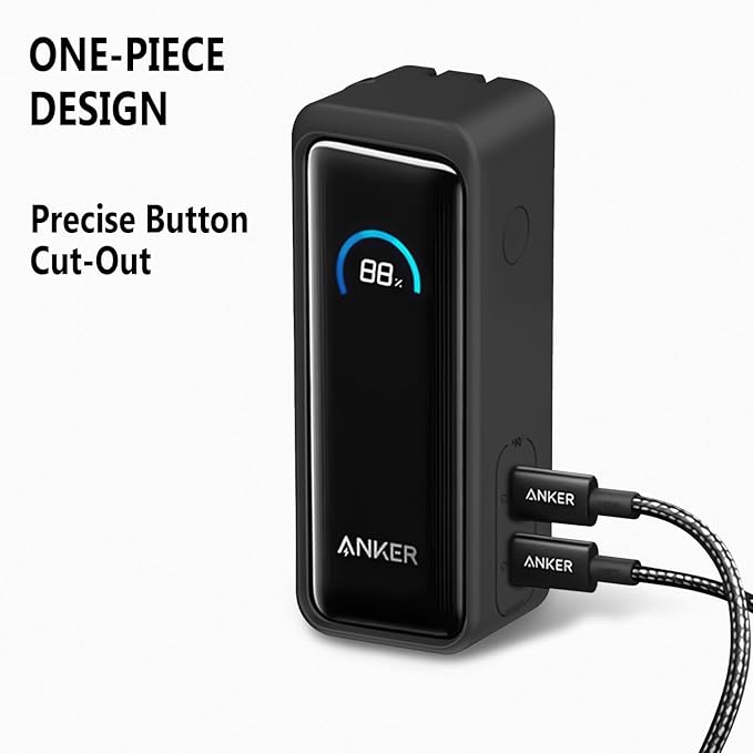 Geiomoo Silicone Case for Anker Prime Power Bank 9600mAh 65W, Soft Scratch Shock Resistant Protective Cover (Black)