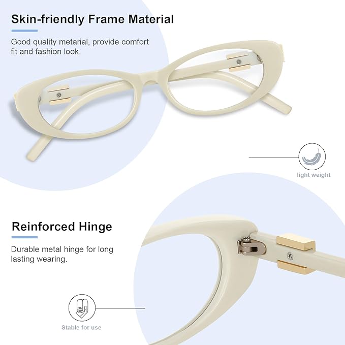 Oval Blue Light Blocking Glasses for Women Retro 90s Glasses Computer TV Eyeglasses Anti Eyestrain