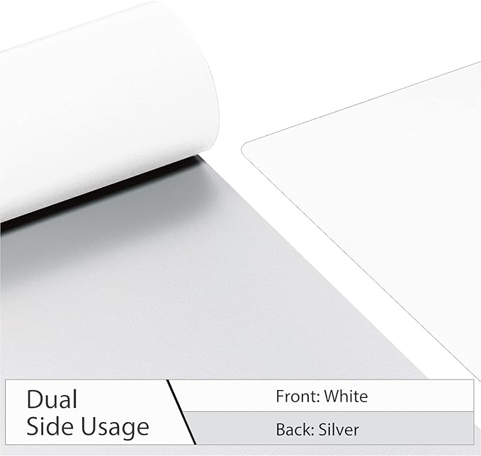 TOWWI Dual Sided Desk Pad, Large Desk Mat, Waterproof Desk Blotter Protector Mouse Pad, Leather Desk Pad Large for Keyboard and Mouse (24" x 14", White/Silver)