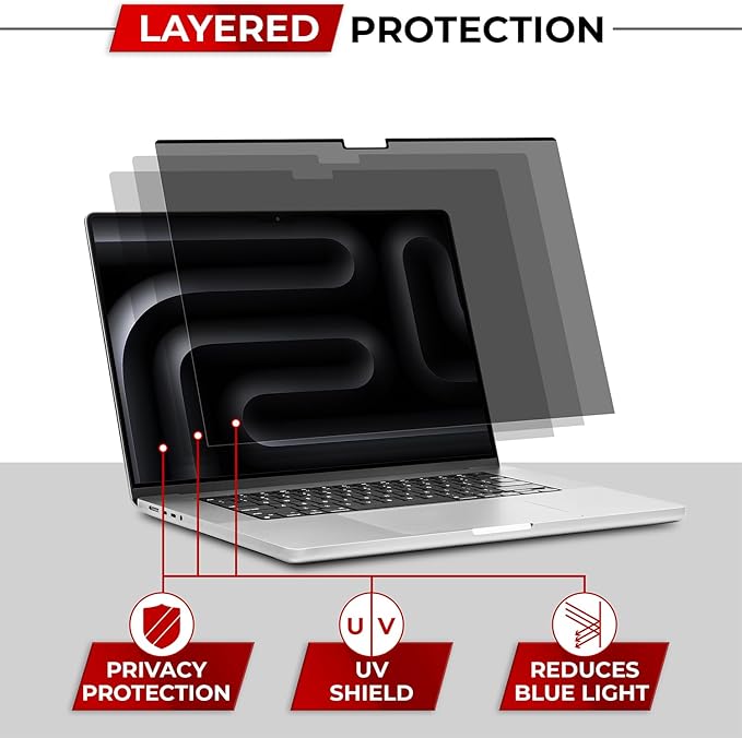 SightPro Magnetic Privacy Screen for MacBook Pro 16 Inch (2021-2026, M1, M2, M3, M4, M5, Pro, Max) Patented Removable Laptop Privacy Filter Shield and Protector
