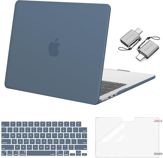 MOSISO Compatible with MacBook Air 13 inch Case M5 2026 M4 2025 M3 M2 2024-2022 A3449 A3240 A3113 A2681, Hard Shell&Keyboard Cover&Screen Film&Type C for MacBook Air 13.6 inch Case, Steel Blue