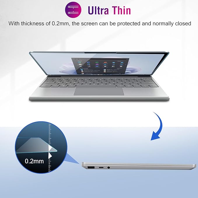 ProCase Microsoft Surface Laptop Go 3/2/1 12.4 Inch Privacy Screen Protector, Anti-Spy Tempered Glass Screen Film Guard for 12.4" Surface Laptop Go 2023/2022/ 2020