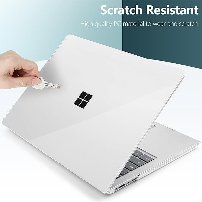 Batianda Crystal Case for 15-inch Microsoft Surface Laptop 7th Edition (2024-2025 Release) Lightweight Durable Scratch-Resistant Easy Install, with Keyboard Cover & Screen Protector, Transparent