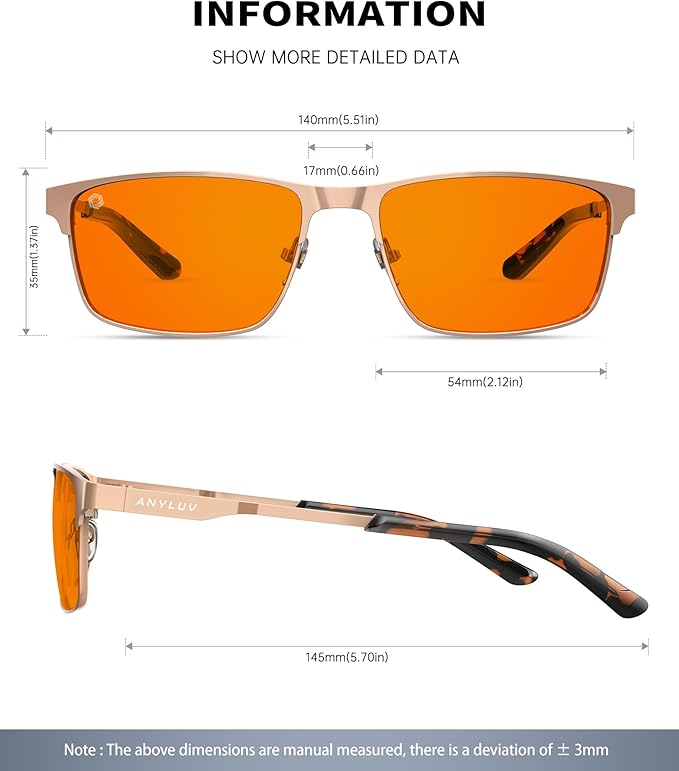ANYLUV Blue Light Glasses for Men/Women, Lightweight Blue Light Blocking Glasses, Anti-Eye Strain Computer Glasses for Gaming