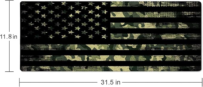 Large Mouse Pad, Desk Mat, Gaming Mouse Pad, XL Mouse Pad for Desk, Desk Pad for Keyboard Mice, Desk Matt for Desktop, Extended Long Mousepad Thin, 31.5 x 11.8 Inch American Flag with Camouflage
