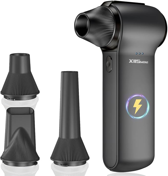 Compressed Air Duster 180000RPM – Super Power Cordless Electric Air Duster with 3-Speed Turbo Fan, Rechargeable Air Blower for Computer, Keyboard, Car, Camera & Home Cleaning by HTAIER