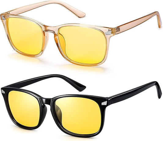 Polarized Sunglasses for Women Men, Night Driving Glasses Anti Glare Yellow Lens UV 400 for Day Night Use