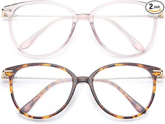 Gaoye Blue Light Blocking Glasses - Trending Round TR90 Frames, Metal Arms, UV400 Protection - Matching Soft Case