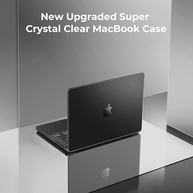 EooCoo Case Compatible with MacBook Pro 14 inch M5 2026-2021 M4 M3 M2 M1 Pro/Max Chip, Hard Shell Cases with Keyboard Cover, Screen Protector - Crystal Black