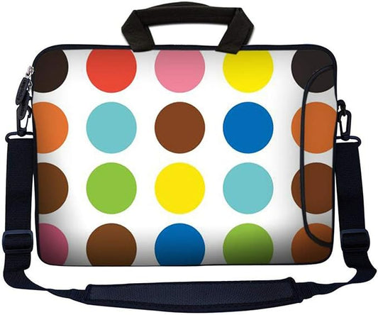 LSS 13.3 inch Laptop Sleeve Bag Notebook with Extra Side Pocket, Soft Carrying Handle & Removable Shoulder Strap for 12" 12.1" 13" 13.3" Apple MacBook Air, GW, Acer, Aspire Asus, Dell, HP, Sony, Toshiba, Samsung - Polka Dots