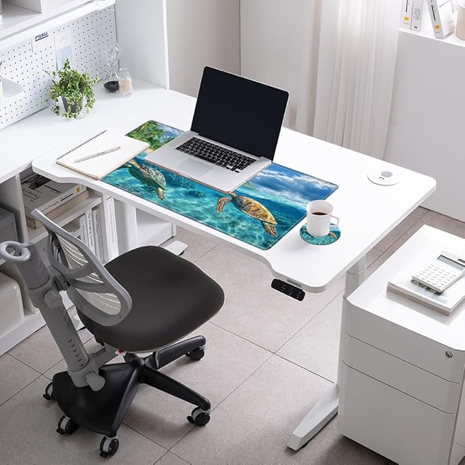Gaming Mouse Pad Large Mousepad Sea Turtle Desk Mat XXL Big Desk Pad 31.5x15.75 Rubber Base Computer Pad with Stitched Edges Mouse Mat for Work Game Home Office