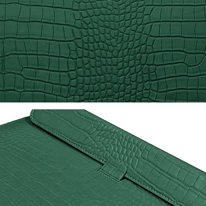 Laptop Sleeve 13-13.6 Inch Crocodile PU Leather Flip Case for 2016-2026 MacBook Neo 13 A18 Pro A3404 Air 13/13.6/ Pro 13 M5 M4 M3 M2 M1, for HP Dell Microsoft 13-13.6" Notebook, Green