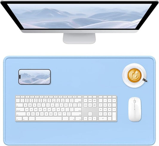 Hsurbtra Desk Pad, 23.6" x 13.8" Premium-Textured Desk Mat, Stitched Edge Anti-Slip Waterproof Rubber Mouse Pad, M Extended Computer Mat for Office Gaming Laptop Keyboard Sky Blue