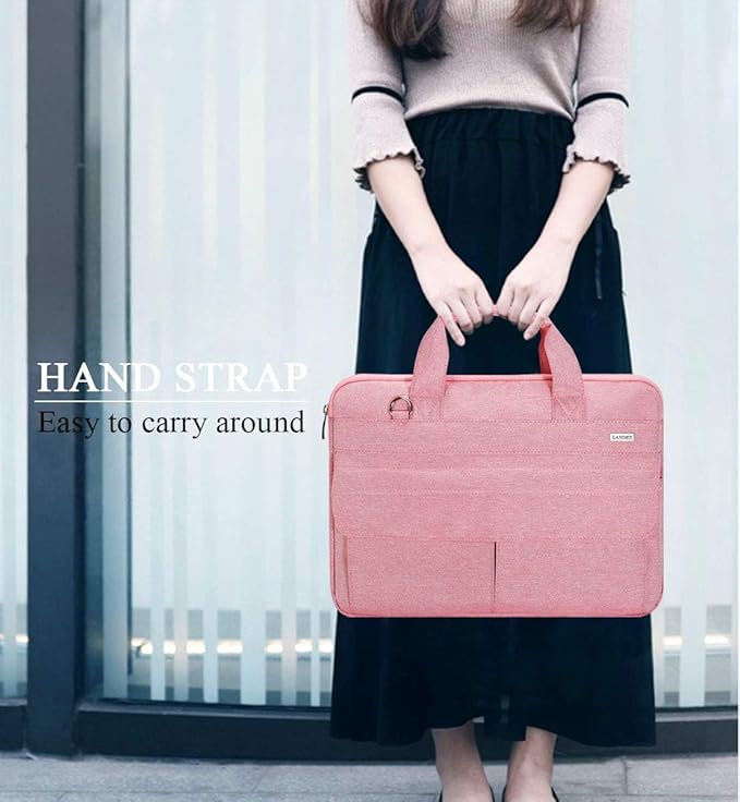 LANDICI Laptop Bag Case 13 14 inch with Shoulder Strap, Slim Waterproof Computer Sleeve Cover Compatible with MacBook Air 13/13.6 M1 M2 M3 M4, MacBook Pro 13/14, Chromebook 14, Pink