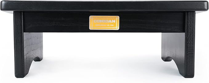 CONSDAN Foot Rest, Ergonomic Footrest for Under Desk at Work, Nursing Foot Stool, Natural Solid Wood Non-Slip Slanted Top Foot Stool for Office/Standing Desk (Black Color)