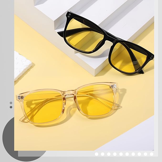 Polarized Sunglasses for Women Men, Night Driving Glasses Anti Glare Yellow Lens UV 400 for Day Night Use