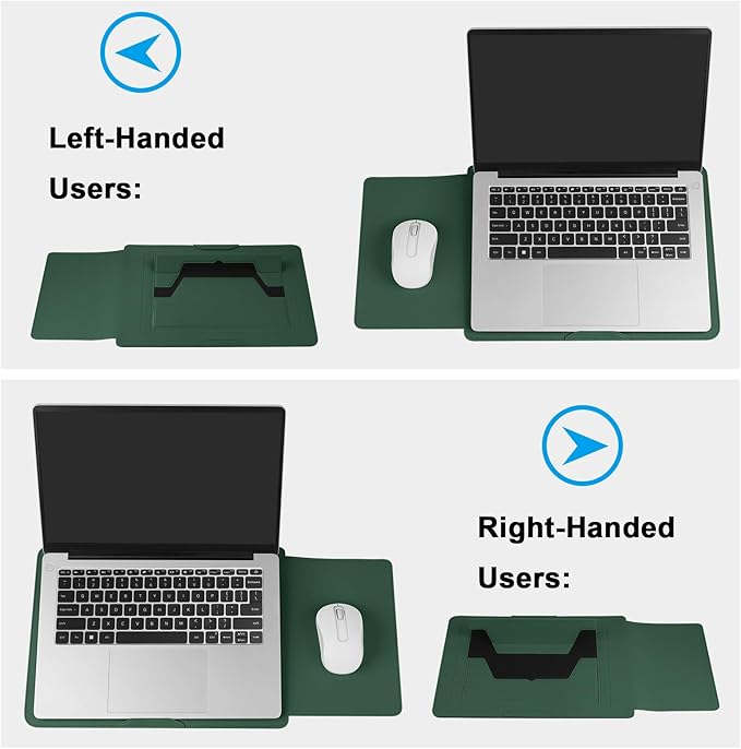 HoYiXi 15.6" Laptop Sleeve Case PU Leather with Stand Compatible with MacBook Pro 16/15.4'' MacBook Pro 15, Mac Air 15/ Dell, Matebook,Asus,15-16'' Laptop Bag,(Patent Pending),Dark Green