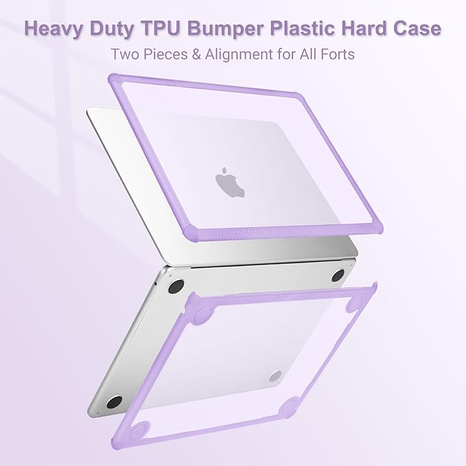 MOSISO Compatible with MacBook Air 13 inch Case M5 2026 M4 2025 M3 M2 2024-2022 A3449 A3240 A3113 A2681,3 in 1 Kit Crack-Resistant Heavy Duty Protective Plastic Hard Case with TPU Bumper, Purple