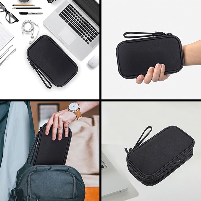 Electronics Organizer Travel Case, Charger Organizer Case Pouch, Electronic Accessories Carry Case for Travel Accessories, Cable, Cord, Charger, Phone, Power Bank, Earphone (Black, Large)