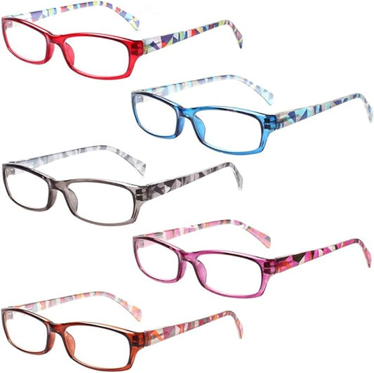 Henotin 5-Pack Reading Glasses Blue Light Blocking Anti Eyestrain Computer Reading Glasses for Women and Men Readers (Mixed color, 1.00)