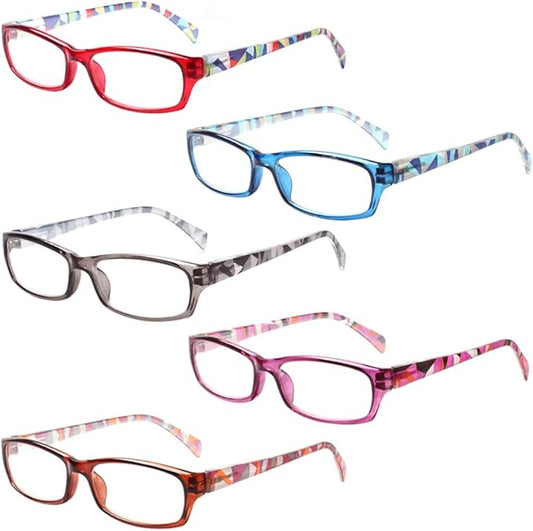 Henotin 5-Pack Reading Glasses Blue Light Blocking Anti Eyestrain Computer Reading Glasses for Women and Men Readers (Mixed color, 2.75)