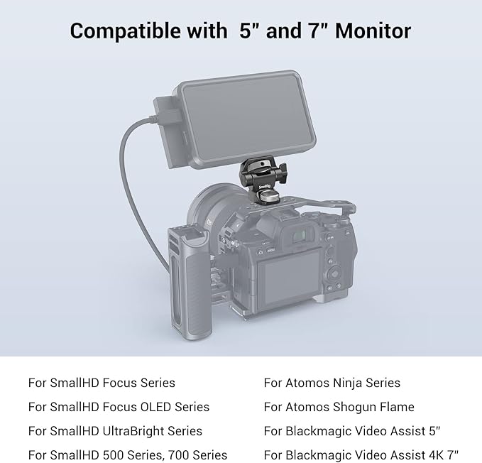 SmallRig Adjustable Camera Monitor Mount for ARRI-Style (Upgrade), 360° Swivel and 180° Tilt Monitor Holder Anti-Twist Support 5” and 7” Field Monitor - Image 6