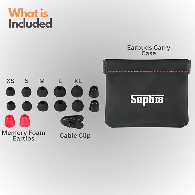 Sephia SP3060VC Wired Earbuds with Mic, in Ear Headphones with Deep Bass, Noise Isolating Earphones, 10mm Drivers, Tangle Free Cable, 3.5mm Jack