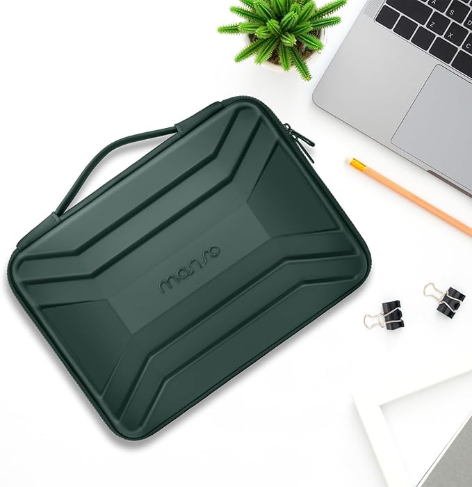 MOSISO 15-16 inch Laptop Hard Case, 15.6 inch Waterproof Shockproof Computer Bag Compatible with MacBook HP Dell, Symmetrical Trapezoid EVA Carrying Laptop Sleeve Hard Shell with Handle, Emerald Green