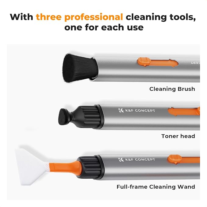 K&F Concept® Versatile Switch Lens Cleaning Pen, Replaceable Pen Tip with Cleaning Brush+Carbon Tip*2+24mm Full-Frame Cleaning Swab*6 for Camera Filters Screen Phone Computer Tablet AR VR Glasses - Image 3