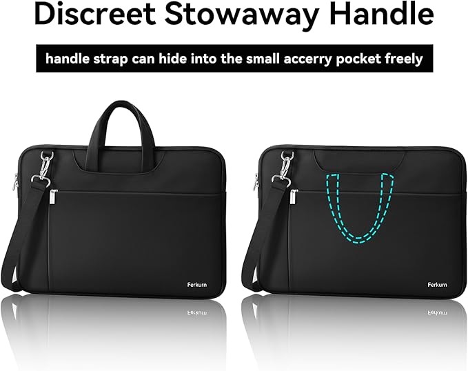 Ferkurn Laptop Case Bag Women Men Computer Sleeve with Shoulder Compatible with HP/Inspiron/Thinkpad/Vivobook/MSI/Surface, 17.3 inch, Black