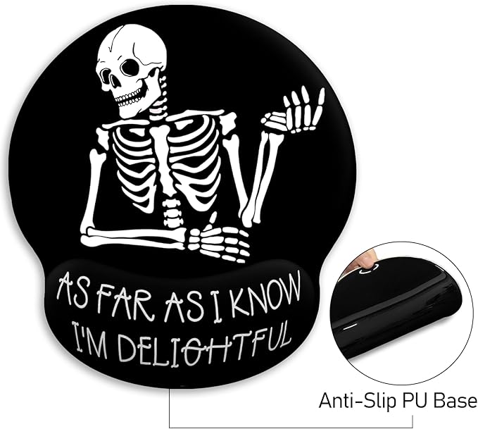 Ergonomic Mouse Pad with Wrist Support, Gothic Skull Skeleton Mouse Pad with Wrist Rest, Gaming Mousepad with Non-Slip Pain Relief PU Base, Cute Mouse Pad for Desk Accessories Office Supplies Decor